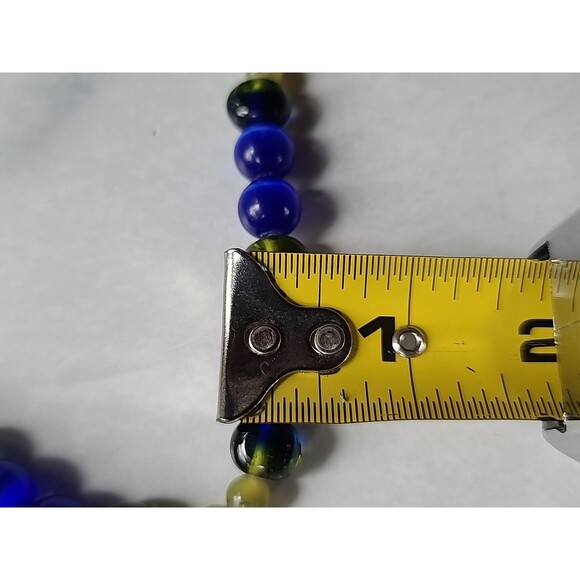 925 Sterling Silver Clasp Serpentine & Glass Beaded Necklace Vintage - Picture 10 of 10